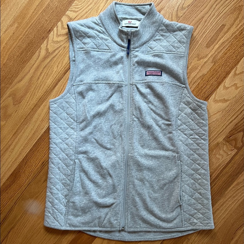 VINEYARD VINES VEST SHEP SHIRT QUILTED PANEL GRAY SIZE MEDIUM